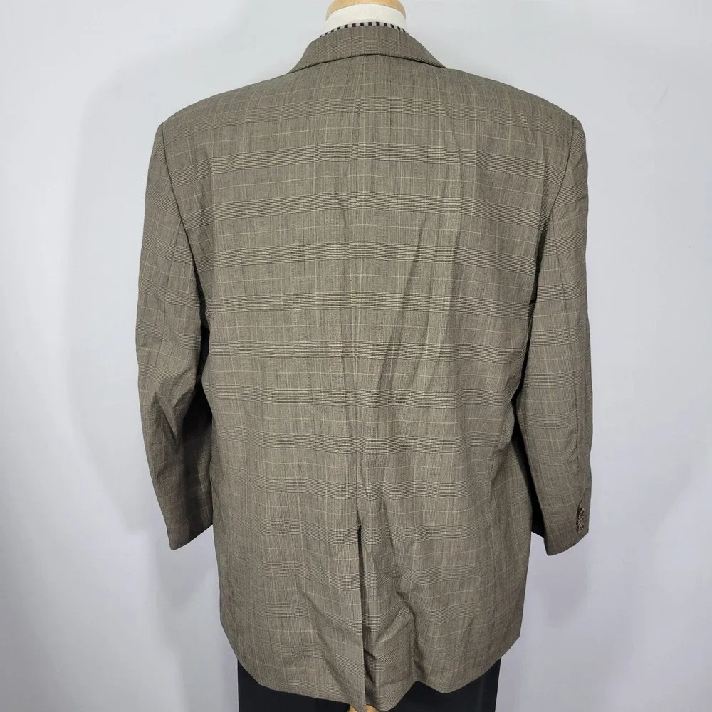 Lauren Ralph Lauren Men's Sport Coat Blazer Three Button Brown‎ Plaid Wool 46R